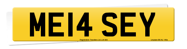 Registration number ME14 SEY